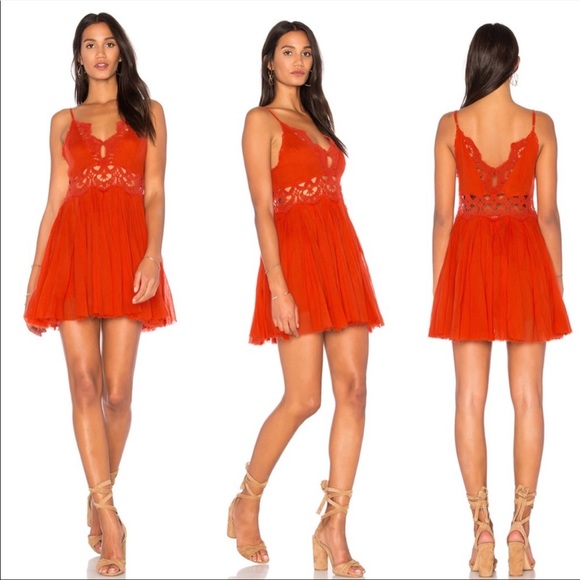 Free People Boho Sweet! Deep-V Crochet Lace Detail Raw Hem Mini Dress - Picture 5 of 14